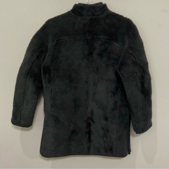 J. Crew Zip-up Plush Fleece Coat Black Sz XS Teddy Sherpa High Collar Jacket - Picture 8 of 9